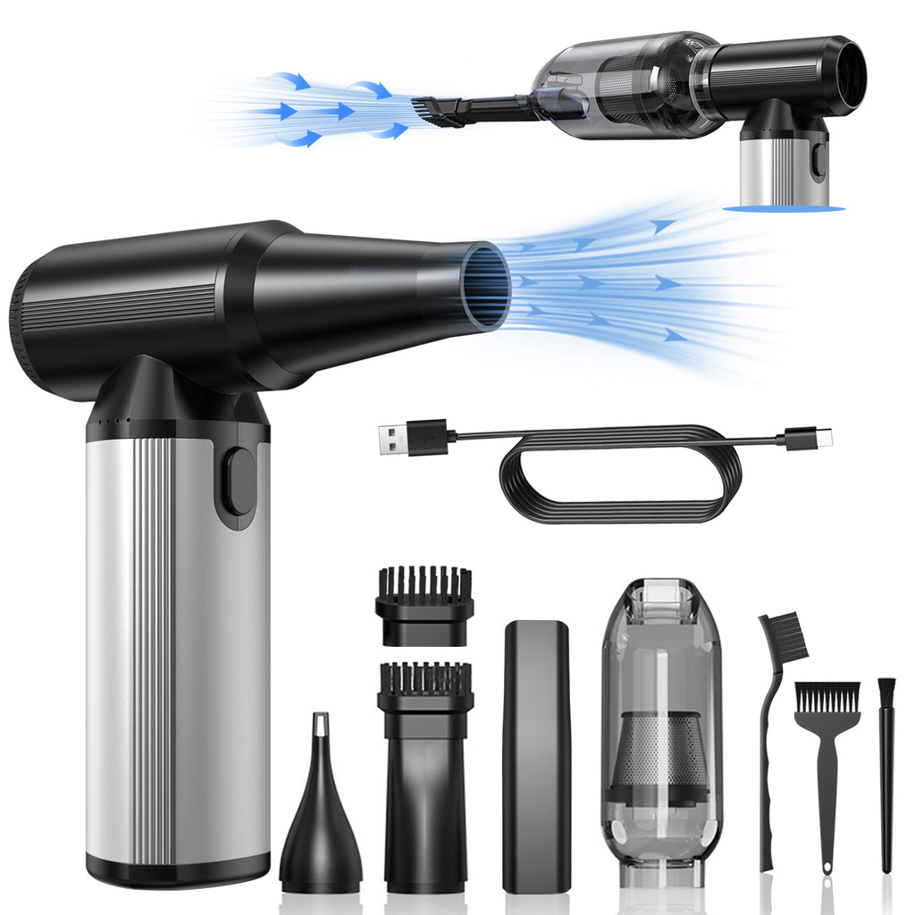 Compressed Air Duster, 2-in-1 Air Duster & Vacuum with 320000RPM Brushless Motor, Electric Air Duster Rechargeable, 3-Gear Adjustable Air Blower for Keyboard, Computer, Car, Home, Outdoor Cleaning