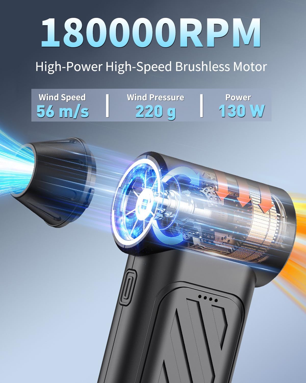BOBYE Electric Air Duster, 3 Preset Speeds, Compressed Air Duster rechargeable, Mini Blower for Keyboard/PC/Car/Home/Outdoor air duster rechargeable